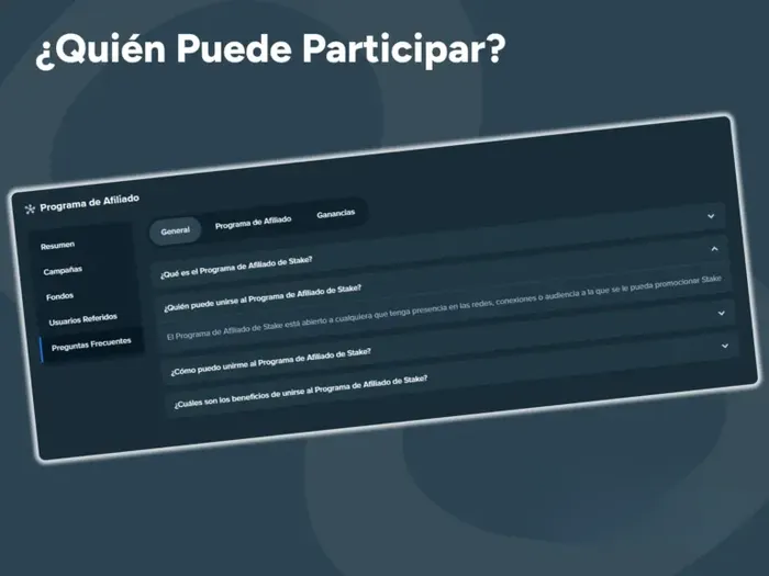 Stake tiene una serie de requisitos para los miembros del programa de afiliados