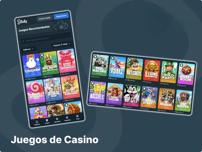 Todos los juegos de Stake Casino están disponibles tanto en el sitio web como en la versión móvil del sitio