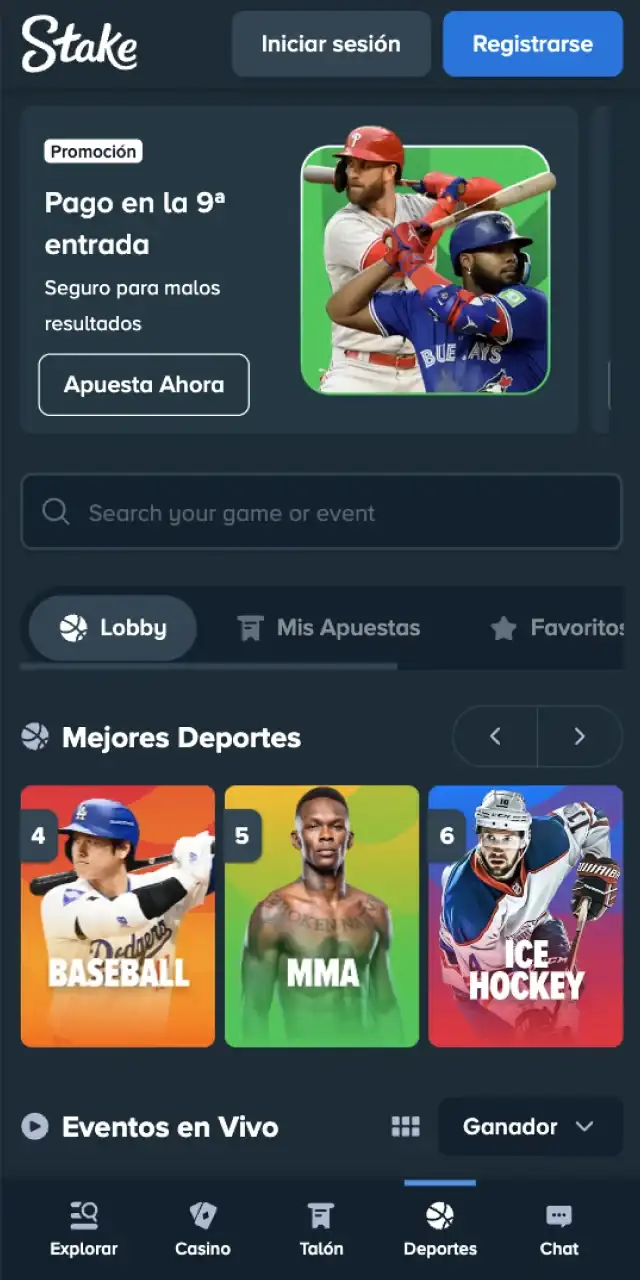 Accede a la página web oficial de Stake desde el navegador de tu móvil
