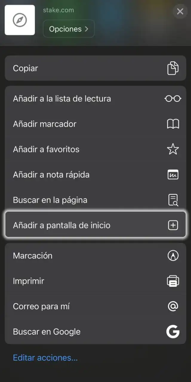 Añade el icono de Stake a la pantalla principal de tu smartphone