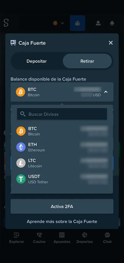 Consulte los métodos de retirada disponibles en Stake casino