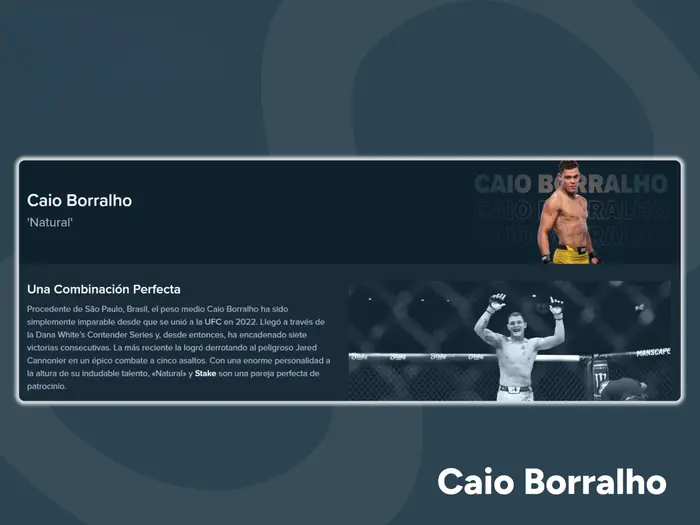 Caio Borralho comenzó su colaboración con Stake.