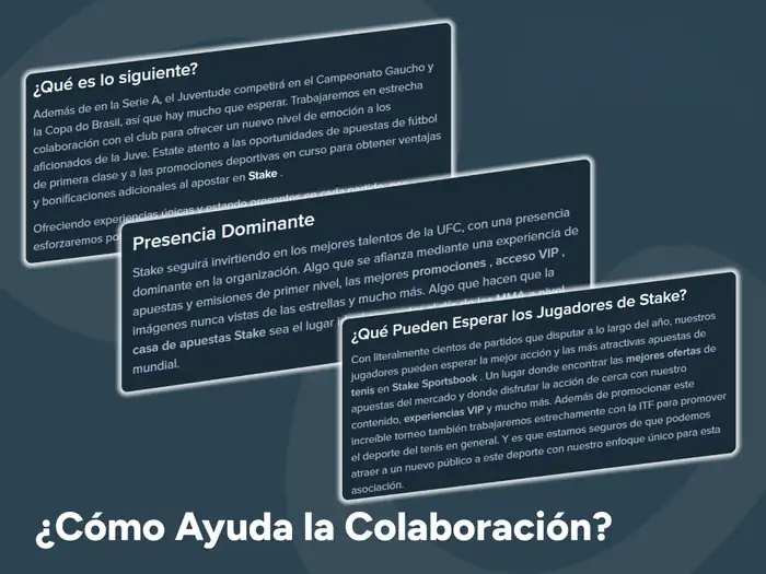 La colaboración con Stake ofrece promociones exclusivas y ayuda a dar a conocer la plataforma