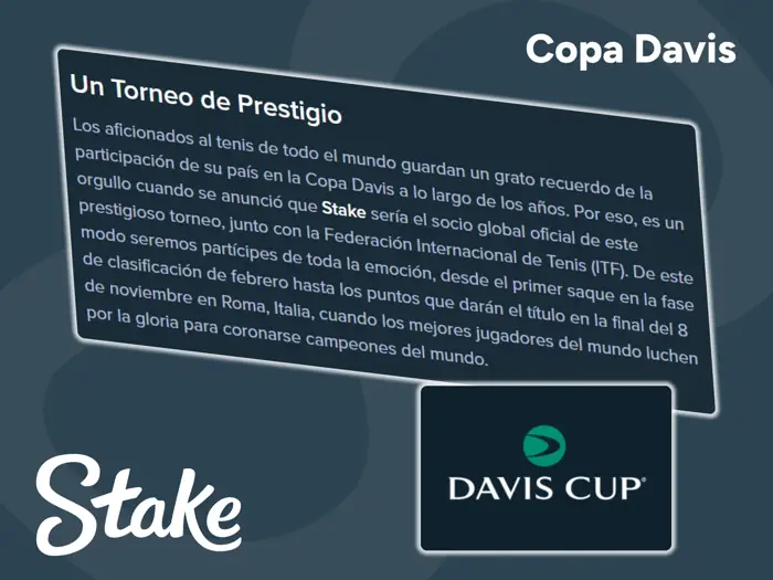 La plataforma Stake es socio oficial de la Copa Davis.