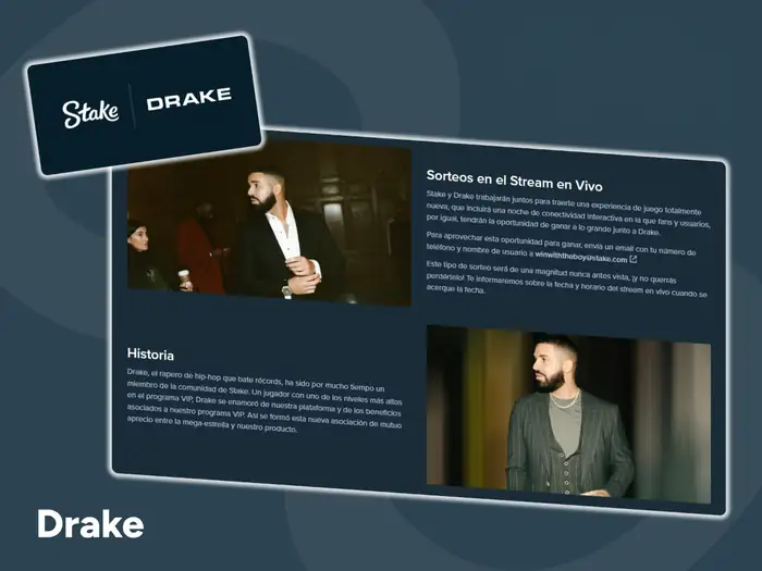 Stake Casino se enorgullece de colaborar con Drake.