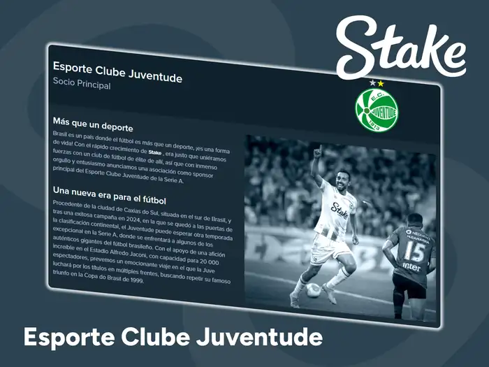 Consulte los detalles sobre la colaboración entre Stake y Esporte Clube Juventude.