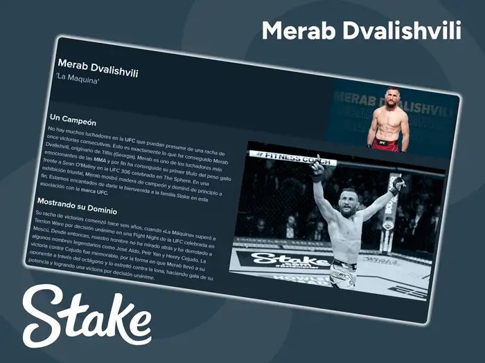 Descubra las ventajas de la colaboración entre Stake y Merab Dvalishvili.
