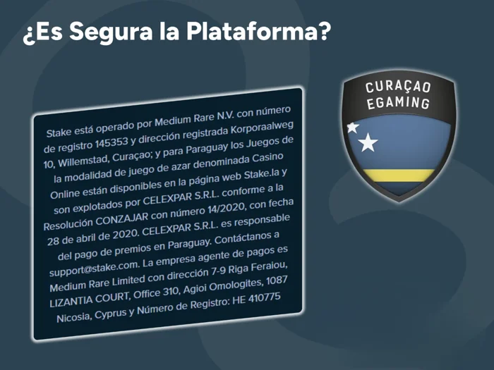 La plataforma Stake es segura y cuenta con licencia para los usuarios