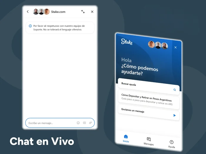 Obtenga ayuda a través del chat en vivo de la plataforma Stake