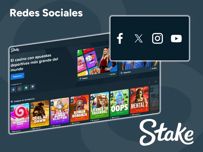 Las redes sociales también están disponibles para recibir asistencia de Stake