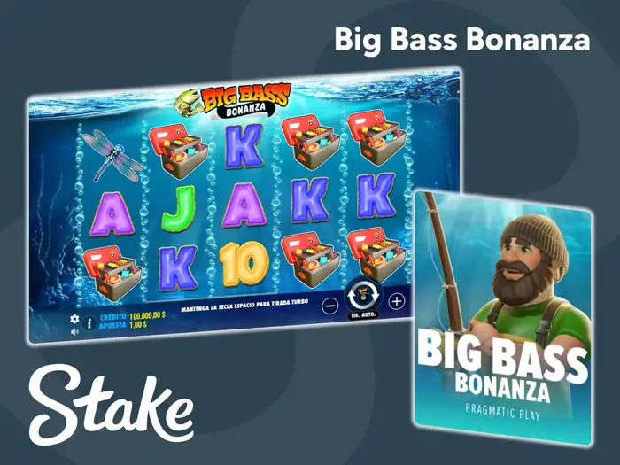 La sección de tragamonedas del sitio web de Stake ofrece Big Bass Bonanza