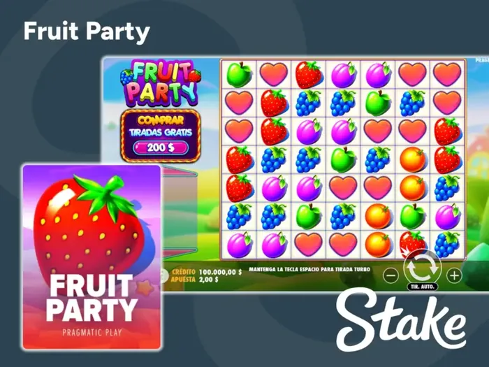 Juega al colorido juego Fruit Party en la plataforma Stake